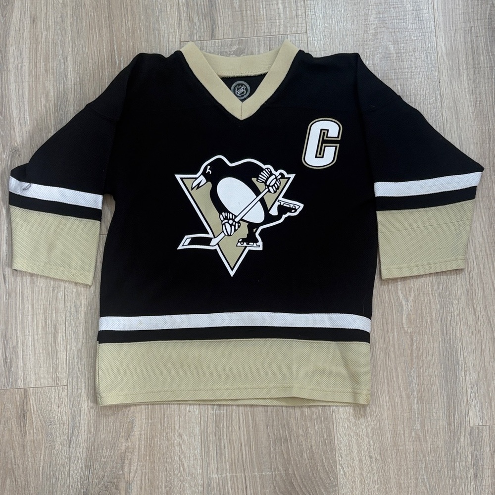 Pittsburgh Penguins Kids Black & Gold Hockey Jersey - Captain C Patch